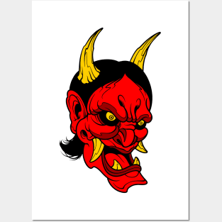 oni demon mask Posters and Art